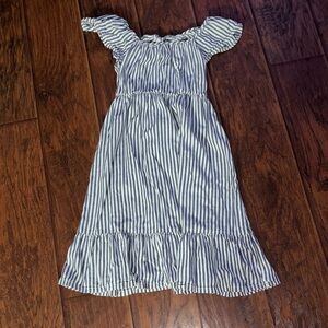 Old Navy Blue and White Striped Off-Shoulder Dress